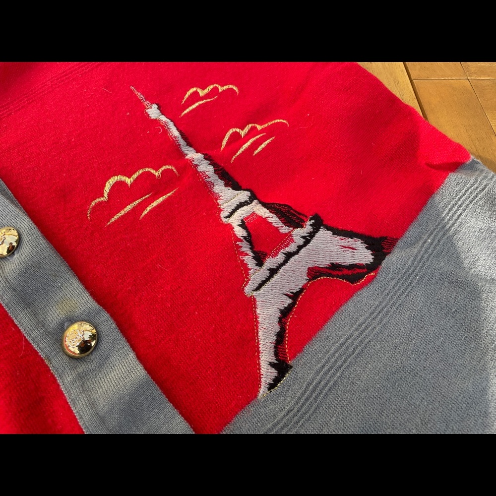 Red embroidered cardigan 90s vintage sweater cardigan